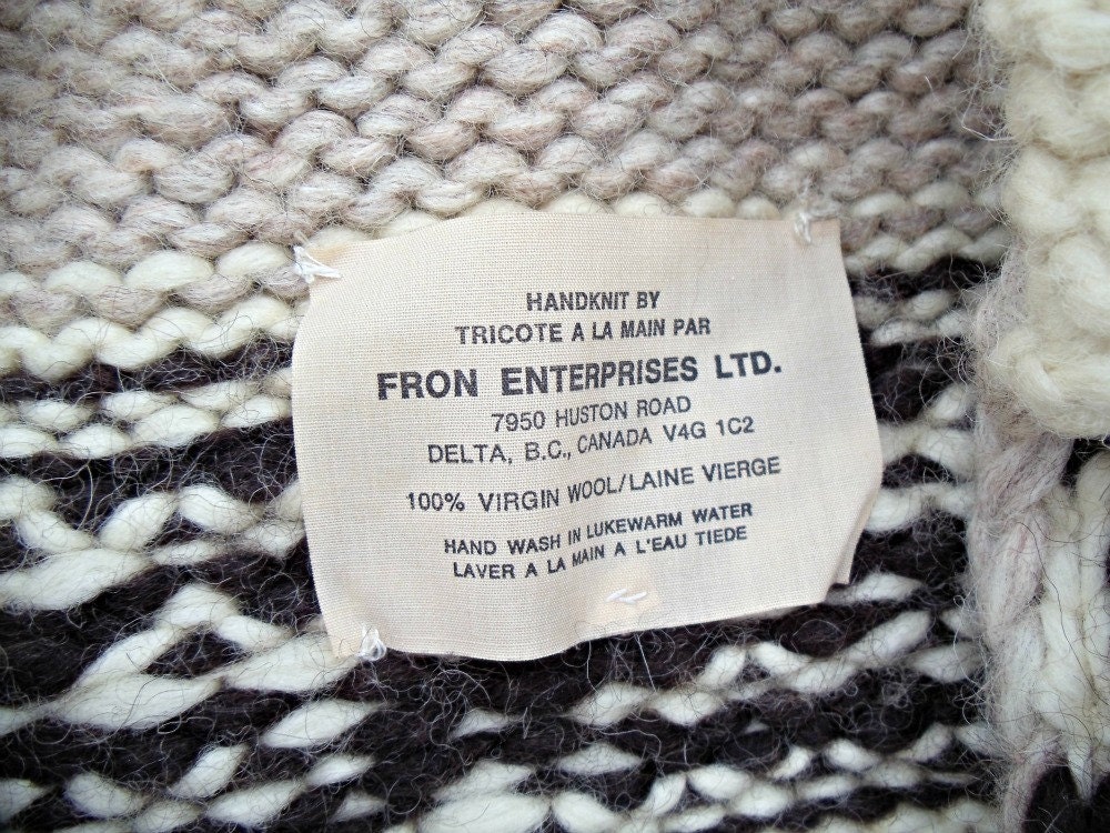 Cowichan Indian Sweater Handknit Virgin Buffalo Wool