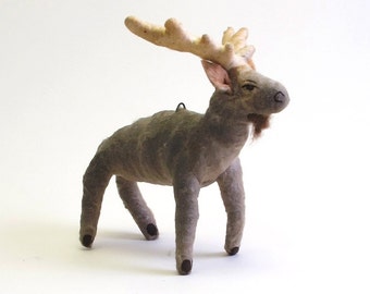 Vintage Inspired Spun Cotton Moose Ornament/Figure