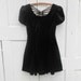 90s Black Velour Babydoll Dress Size Small Spiderweb Back