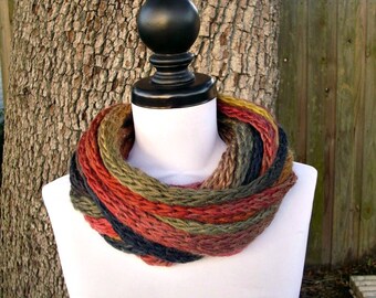 Chunky Scarf Circle Scarf Infinity Scarf Knit Cowl - Infinity Cowl Scarf Kilimanjaro Red Cowl Black Cowl Womens Accessories - READY TO SHIP