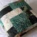 Batik Lap Quilt 55" x 74" in aqua, earth, lime and ivy and minky
