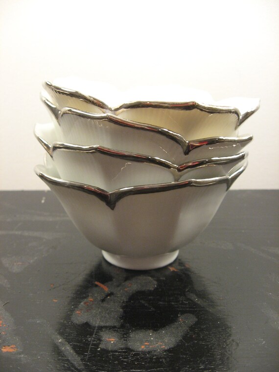 vintage lotus bowls set of 4 made in japan silver by goodtymes