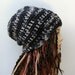 Pure Natural Wool Hippie Dread Tam slouchy Beanie Hat gray charcoal