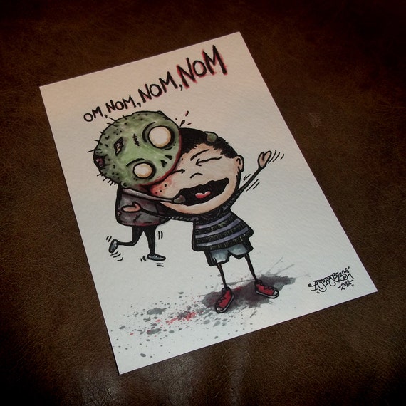 Om Nom Nom Nom Zombie Art Print 5x7 By Agorables Lord of the
