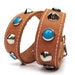 Leather Dog Collar with Contrast Stitching and Turquoise & Silver Studs // to fit a 15-18in Neck // Size M // Medium Dog,
