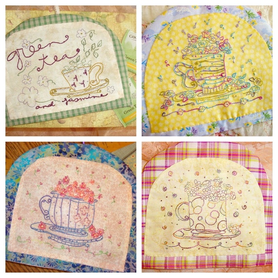 Teacup Hand Embroidery Pattern Set PDF Instant Download
