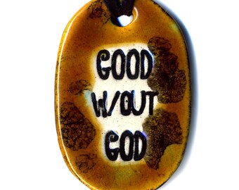 Good Without God Ceramic Necklace in Spotted Brown