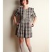 Black Gray Plaid BABY DOLL Dress Bow 90s vintage LARGE