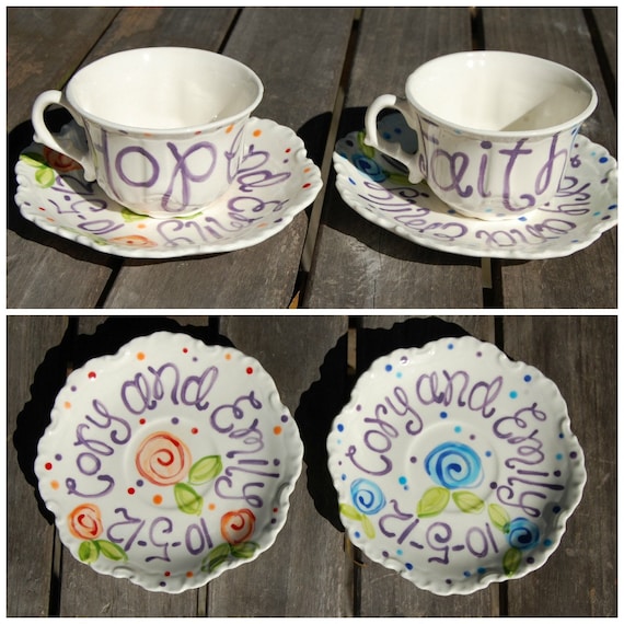 Time for Tea. . Handpainted Personalized Tea Cup & Saucer, large size Il_570xn