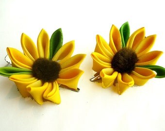 Himawari - sunflower - Kanzashi Single