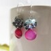 Cluster Drop Earrings - small eco-friendly silver, hot pink fuchsia blue ombre - Berry'd Treasure