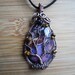 Tree of Life Pendant Wire Wrapped Purple Sea Sediment Jasper with Tigers Eye in Oxidized Copper