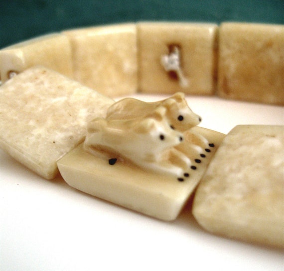 stunning alaskan eskimo walrus tusk dogsled bracelet mid