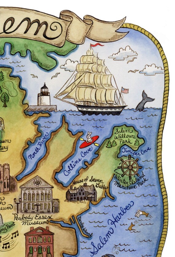 Map of Salem Massachusetts Art Print 11 x 14
