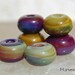 Harvest , 25 round handmade glass beads , purple earthy brown ocher orange lampwork bead spacers by Beadfairy Lampwork, SRA
