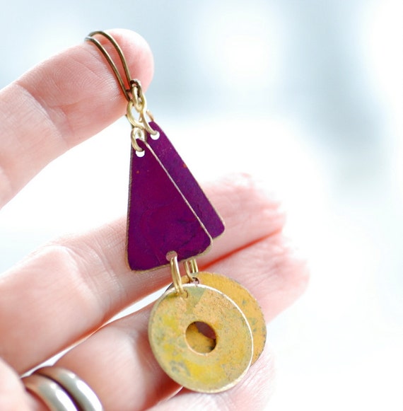 Boho Earrings Mustard Yellow Earrings Magenta Earrings