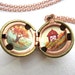 Autumn Farm Locket - Hand-painted Red Barn and Tree with Golden Leaves - Copper, Red, Orange and Rust