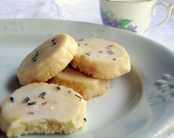 2 Dozen Lavender Shortbread Cookies with Lavender Glaze