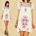ViNtAgE 70's Hand Embroidered Floral Mexican MiNi Cotton Dress L