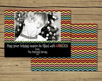 25 5x7 Chevron Striped Photo Christmas Holiday Cards