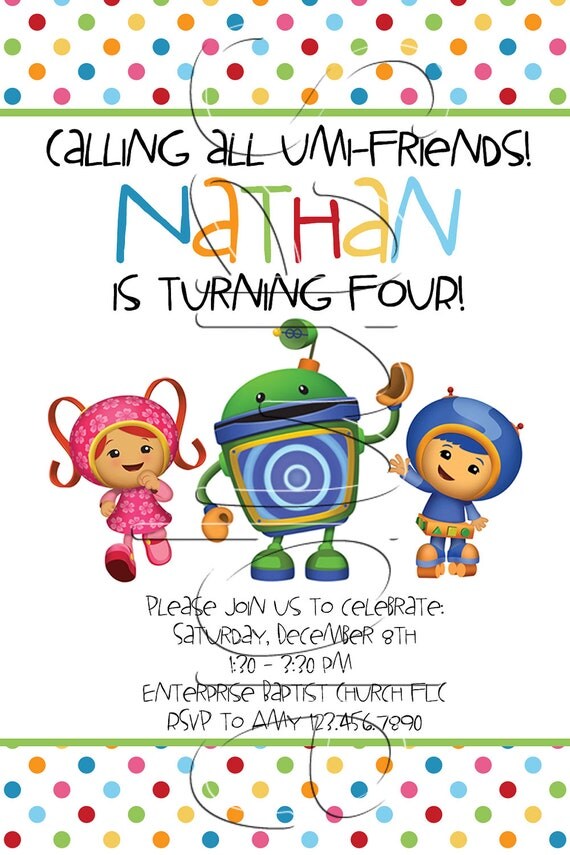 Custom Printable Team Umizoomi Birthday Party Invitation