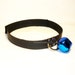 Black Leather Kitten Cat Collar With Blue Bell - BDSM Cosplay (COL 133)