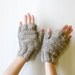 Ecru Fingerless Mittens Hand Knitted