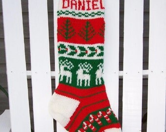 Custom made hand knit Christmas stockings