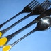 Vintage MOD 60s Yellow Happy Day Furst Furosil Germany Silverware Set Fork Spoon
