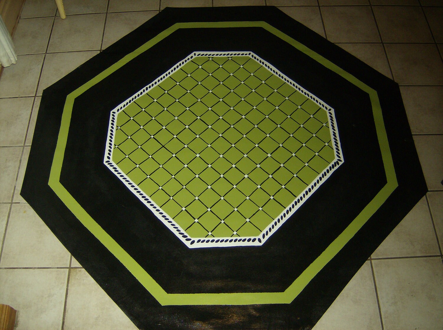 FLOORCLOTH / Hand Crafted Rug / / OCTAGONAL / 7'x7'