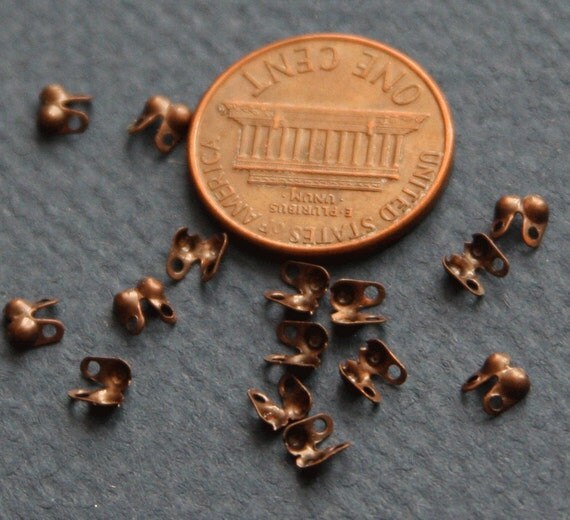 100 pcs of Antique Copper ball chain end connector 4x2mm for