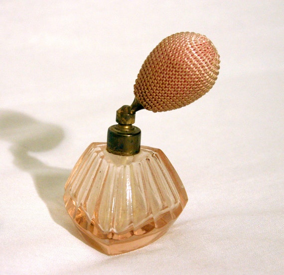 Items similar to Vintage Triangular Pink Glass Perfume Bottle on Etsy