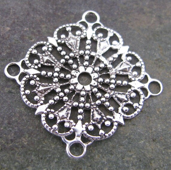 Items similar to 6 Antique Silver Brass Filigree Jewelry Findings 311 on Etsy