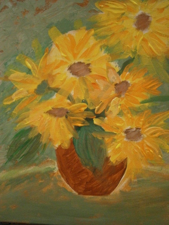 Items similar to Original Abstract Painting..."Sunflowers" on Etsy