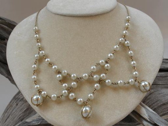Items similar to Vintage Pearl Bib Necklace, circa 1940 on Etsy