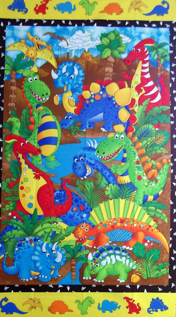 Timeless Treasures DINOSAURS Quilt Panel F/128B