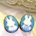 Bunny cameo plugs 19mm 3/4" gauged stretched ears Gothic blue Easter