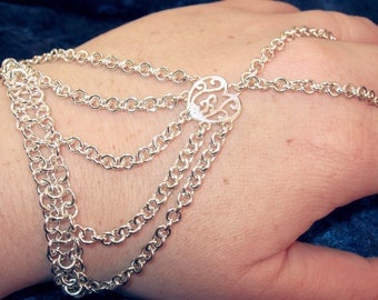 Chainmaille Heart Center Hand Flower Sterling Silver