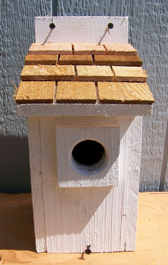 white bluebird houses nest with cedar shake roof handmade by 