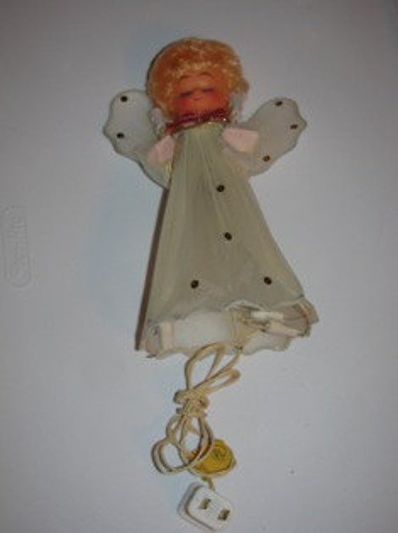 Vintage Lighted Angel Christmas Tree Topper Blinking Lights