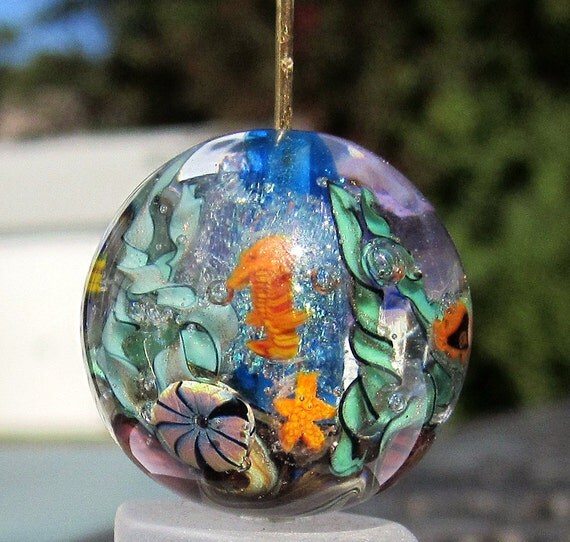 Jellyfish Lampwork Beads Aquarium Bead