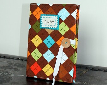 preppy argyle your choice of personalization photo album brag book baby book
