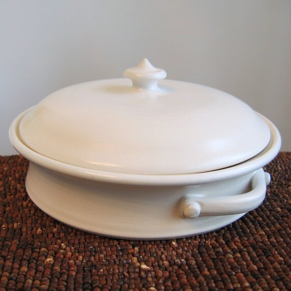 Pottery Casserole Dish with Lid Turquoise Blue Stoneware