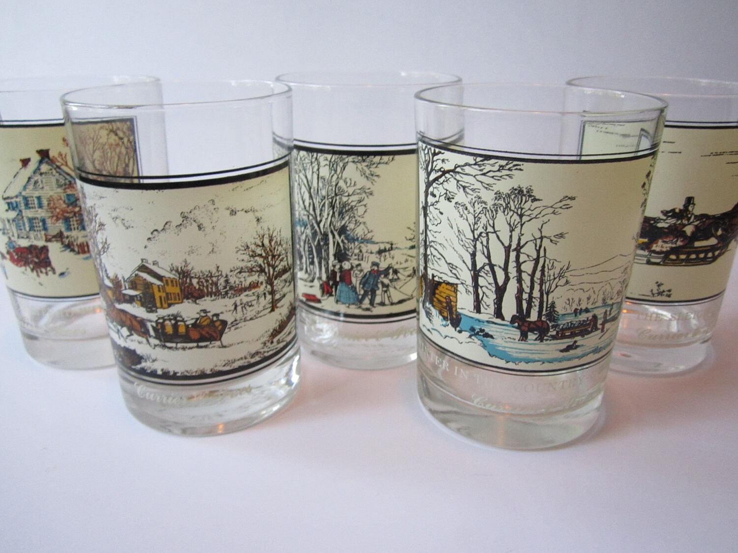 Vintage Currier & Ives Arby's Collectible Glasses Set of