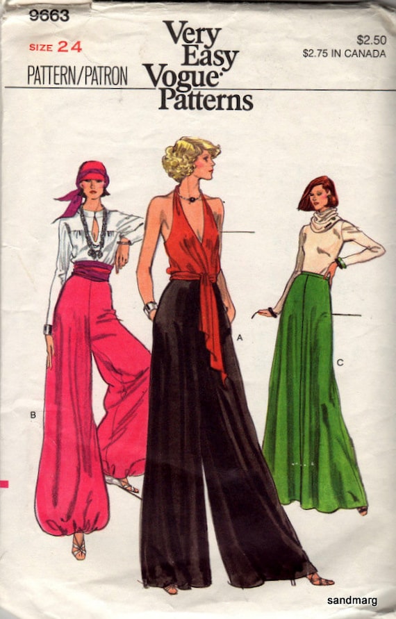 1980s Palazzo Pants Jumpsuit or Evening Dress Easy to Sew Vogue