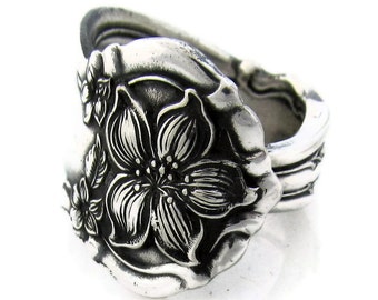 Spoon Ring, Choose Your Size 1910 Silver Orange Blossom