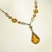 Antique 20s Art Deco Necklace Teardrop Yellow Topaz Glass Drop Choker - Ward Brothers