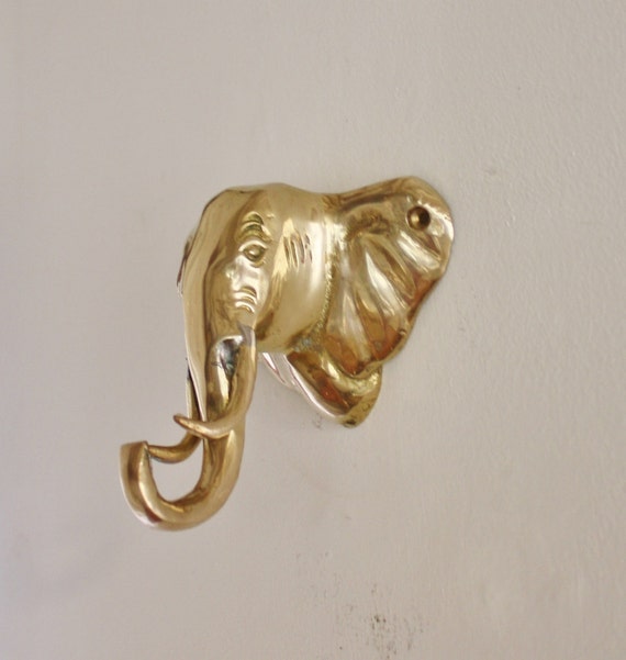 Large brass elephant wall hook