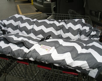 Twin Boutique Shopping Cart Cover for boy or girl.....Gray Chevron Shopping Cart Cover for 2 children