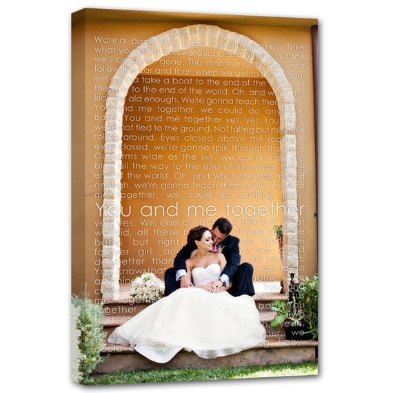 Gift Personalized Cotton Anniversary Gift photo words, lyrics, vows, memories Bridal 18X24